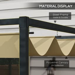 image-Outsunny 3x2m Metal Pergola Gazebo Patio Sun Shelter Retractable Canopy Khaki