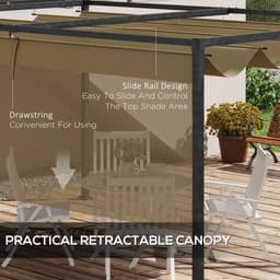 image-Outsunny 3x2m Metal Pergola Gazebo Patio Sun Shelter Retractable Canopy Khaki