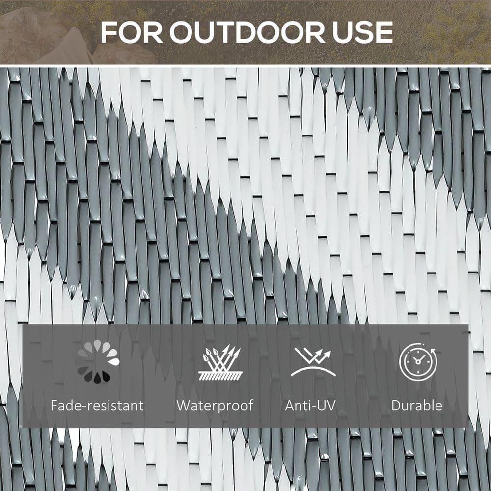 image-Outsunny 152x243cm Reversible Outdoor Rug Portable Plastic Straw RV Camping Mat