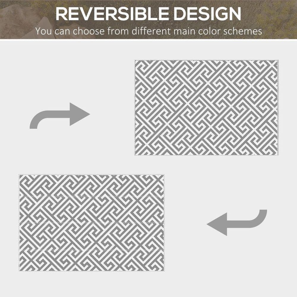 image-Outsunny 152x243cm Reversible Outdoor Rug Portable Plastic Straw RV Camping Mat