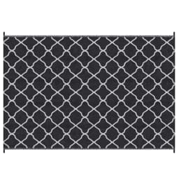 image-Outsunny Reversible Waterproof Outdoor Rug with Carry Bag, 182 x 274 cm, Black