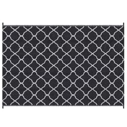 image-Outsunny Reversible Waterproof Outdoor Rug with Carry Bag, 182 x 274 cm, Black