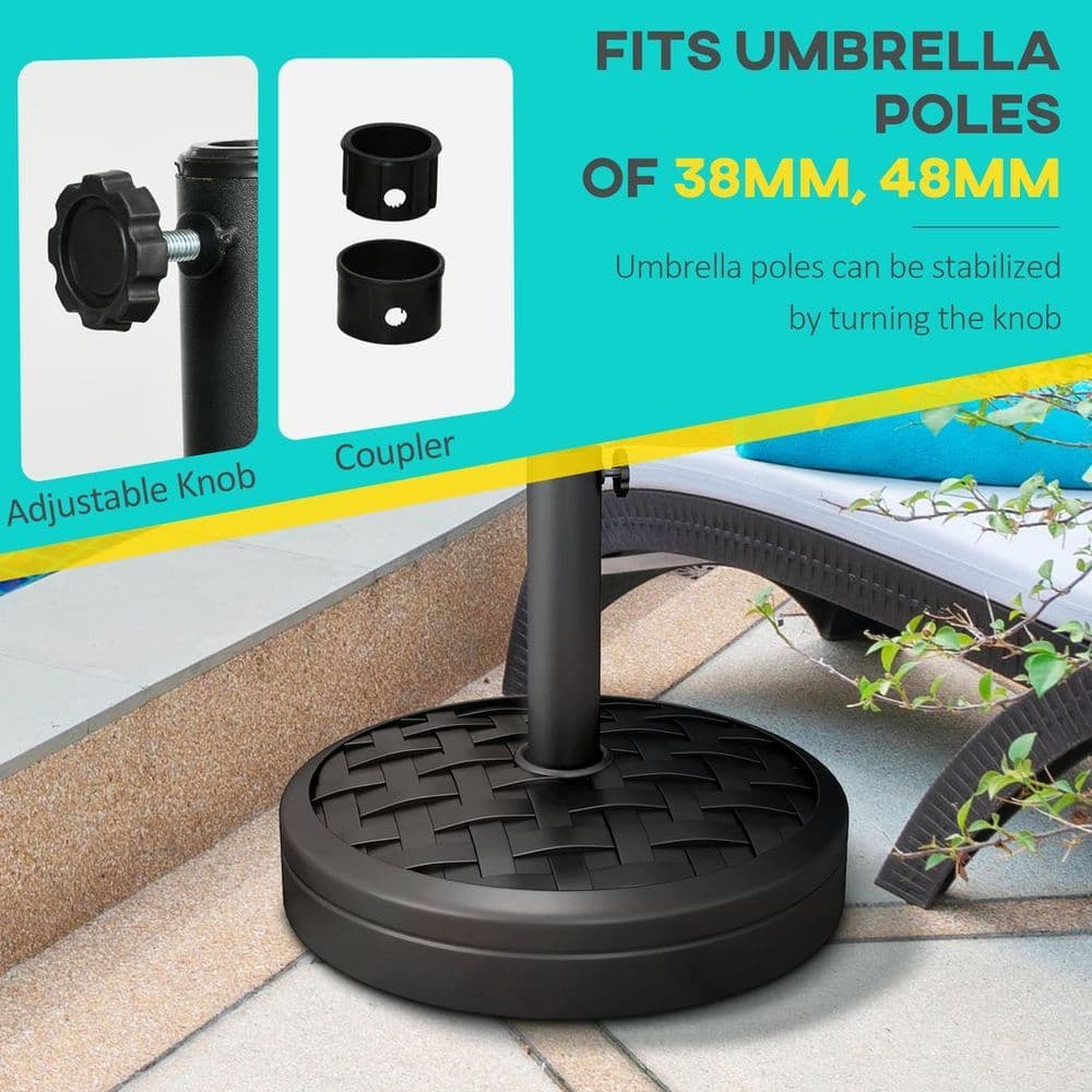 image-Outsunny 18kg Concrete Parasol Base with Rattan Effect Heavy Duty Umbrella Stand