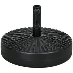 image-Round Umbrella Parasol Base with Rattan Effect, Plastic Parasol Stand, Black