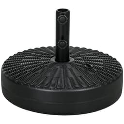 image-Round Umbrella Parasol Base with Rattan Effect, Plastic Parasol Stand, Black