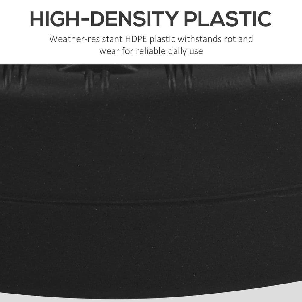 image-Round Umbrella Parasol Base with Rattan Effect, Plastic Parasol Stand, Black