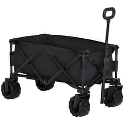 image-Outsunny Outdoor Pull Along Garden Trolley on Wheels Folding Beach Cart Black