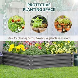 image-Outsunny Raised Garden Bed Metal Garden Flower Vegetable Planter Light Grey