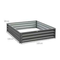 image-Outsunny Raised Garden Bed Metal Garden Flower Vegetable Planter Light Grey
