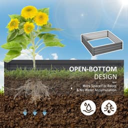 image-Outsunny Raised Garden Bed Metal Garden Flower Vegetable Planter Light Grey