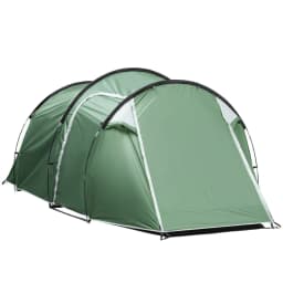 image-Outsunny 3 Man Camping Tent with Porch and Weather-Resistant Rainfly, Green