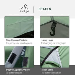 image-Outsunny 3 Man Camping Tent with Porch and Weather-Resistant Rainfly, Green