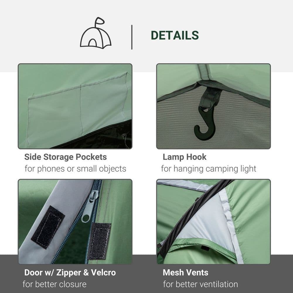image-Outsunny 3 Man Camping Tent with Porch and Weather-Resistant Rainfly, Green