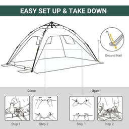 image-Outsunny 2 Man Pop-up Beach Tent Sun Shade Shelter Hut w/ Windows Door Green