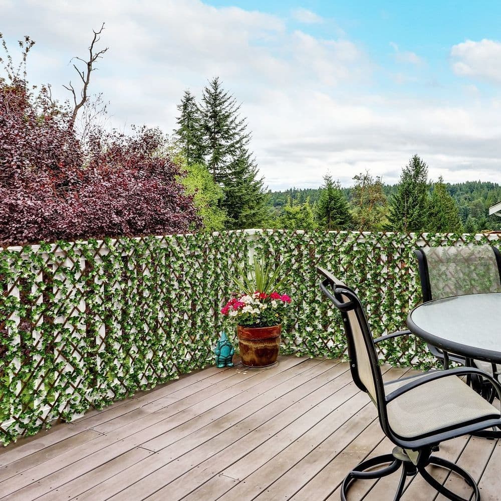 image-Outsunny 2 Pieces Decorative Trellis with Artificial Leaves, 2m x 1m, Eucalyptus