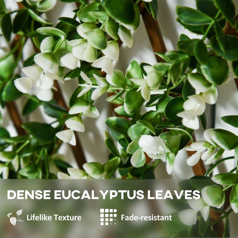 image-Outsunny 2 Pieces Decorative Trellis with Artificial Leaves, 2m x 1m, Eucalyptus