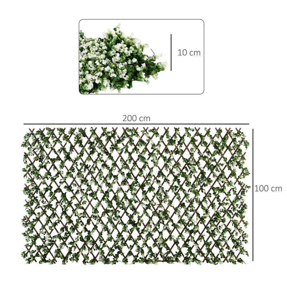 image-Outsunny 2 Pieces Decorative Trellis with Artificial Leaves, 2m x 1m, Eucalyptus