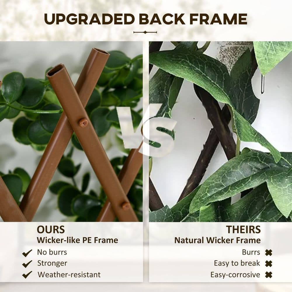 image-Outsunny 2 Pieces Decorative Trellis with Artificial Leaves, 2m x 1m, Eucalyptus