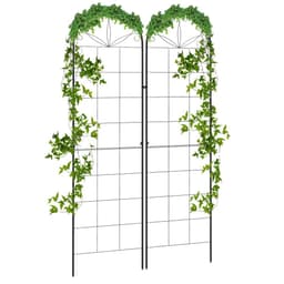 image-Outsunny Set of 2 Metal Trellis for Climbing Plants, Grid Design