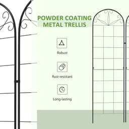 image-Outsunny Set of 2 Metal Trellis for Climbing Plants, Grid Design