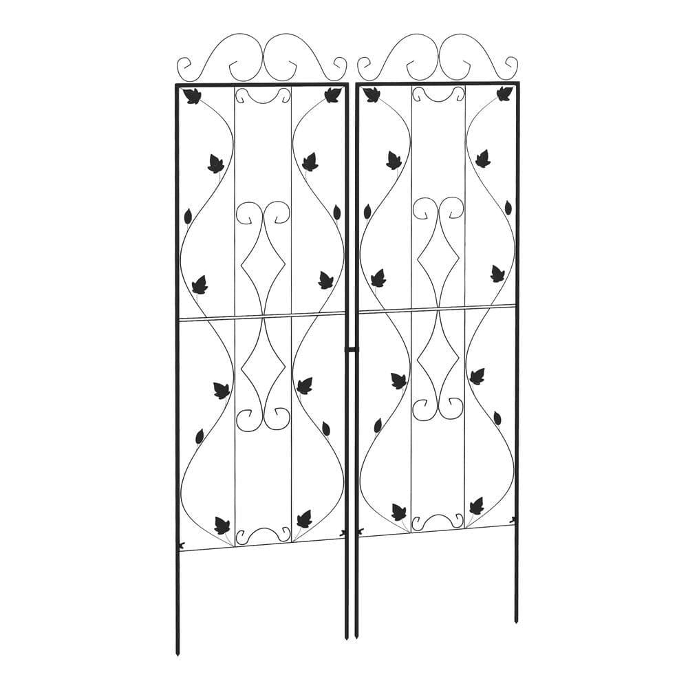 image-Outsunny Set of 2 Metal Trellis for Climbing Plants, Leaf Design