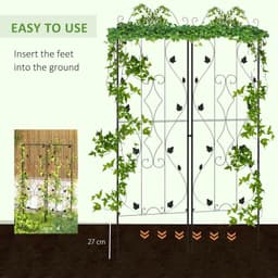 image-Outsunny Set of 2 Metal Trellis for Climbing Plants, Leaf Design
