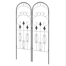 image-Outsunny Set of 2 Metal Trellis for Climbing Plants, Scrolls Design