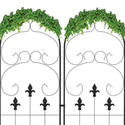 image-Outsunny Set of 2 Metal Trellis for Climbing Plants, Scrolls Design