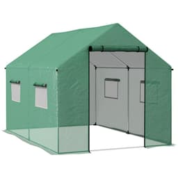 image-Outsunny Tunnel Greenhouse W/ UV-resistant PE Cover, Wide Door, 2 x 3(m), Green