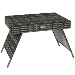 image-Outsunny Foldable Outdoor Coffee Table, Metal Frame Rattan Side Table, Grey