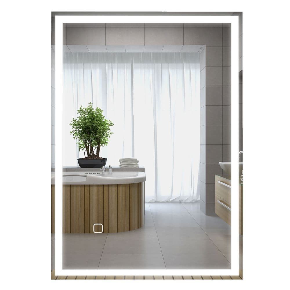 image-kleankin Illuminated Bathroom Mirror with LED Lights, 3 Colours, Defogging Film
