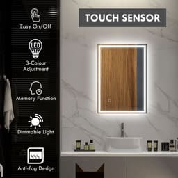 image-kleankin Illuminated Bathroom Mirror with LED Lights, 3 Colours, Defogging Film