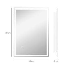 image-kleankin Illuminated Bathroom Mirror with LED Lights, 3 Colours, Defogging Film