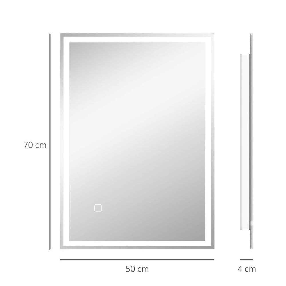 image-kleankin Illuminated Bathroom Mirror with LED Lights, 3 Colours, Defogging Film