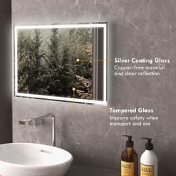 image-kleankin Illuminated Bathroom Mirror with LED Lights, 3 Colours, Defogging Film