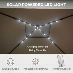 image-Outsunny 3x3(m) Pop Up Gazebo w/ Solar-Powered LED Lights Curtain Netting Grey