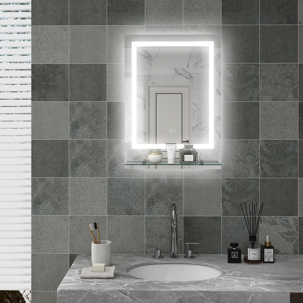image-kleankin Dimmable Bathroom Mirror with LED Lights, 3 Colours, Defogging Film