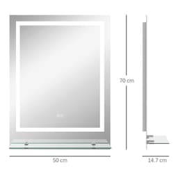 image-kleankin Dimmable Bathroom Mirror with LED Lights, 3 Colours, Defogging Film