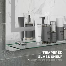 image-kleankin Dimmable Bathroom Mirror with LED Lights, 3 Colours, Defogging Film