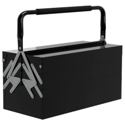 image-DURHAND 3 Tier Metal Toolbox with 5 Tray Carry Handle 45cmx22.5cmx34.5cm Black