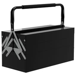 image-DURHAND 3 Tier Metal Toolbox with 5 Tray Carry Handle 45cmx22.5cmx34.5cm Black