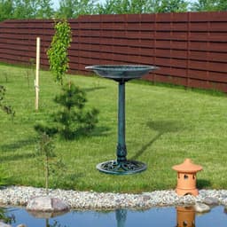 image-Outsunny 50cm Outdoor Bird Bath Fountain, Decrative Garden Feeder Stand Green