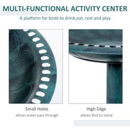 image-Outsunny 50cm Outdoor Bird Bath Fountain, Decrative Garden Feeder Stand Green