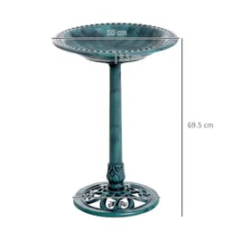 image-Outsunny 50cm Outdoor Bird Bath Fountain, Decrative Garden Feeder Stand Green