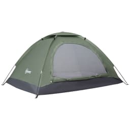 image-Outsunny Camping Tent for 2 Person Dome Tent w/ Storage Pocket Dark Green