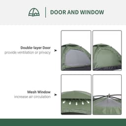 image-Outsunny Camping Tent for 2 Person Dome Tent w/ Storage Pocket Dark Green