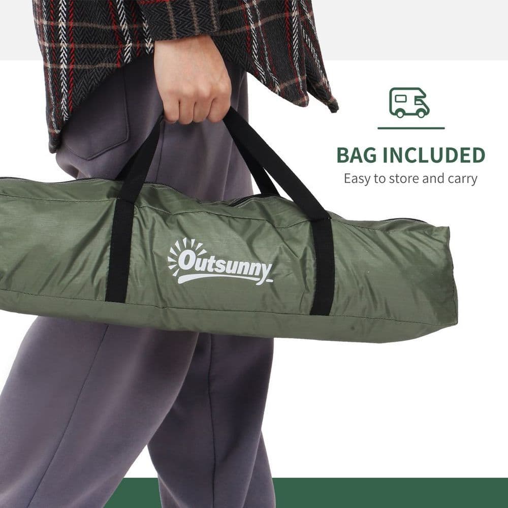 image-Outsunny Camping Tent for 2 Person Dome Tent w/ Storage Pocket Dark Green