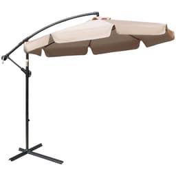 image-Outsunny 2.7m Garden Cantilever Banana Parasol Sun Shade w/ Crank, Light Brown