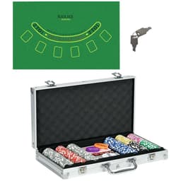 image-SPORTNOW 300-Piece Poker Chips Set w/ Mat, Aluminium Case, Two Decks of Cards