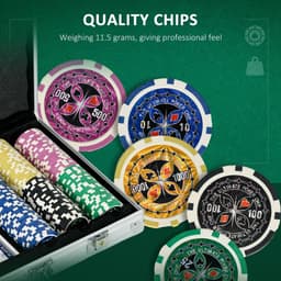image-SPORTNOW 300-Piece Poker Chips Set w/ Mat, Aluminium Case, Two Decks of Cards